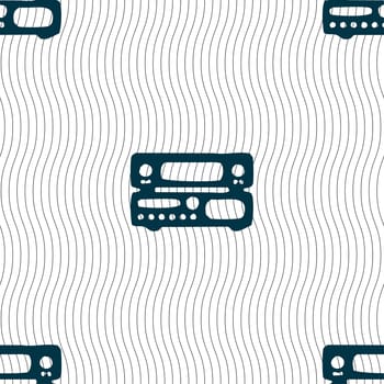 radio, receiver, amplifier icon sign. Seamless pattern with geometric texture. illustration