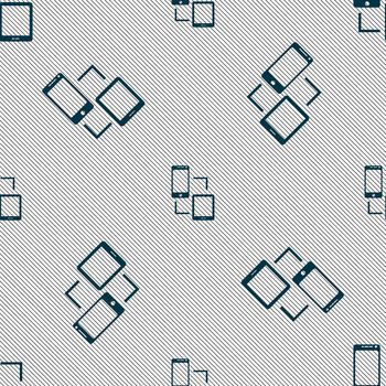 Synchronization sign icon. communicators sync symbol. Data exchange. Seamless pattern with geometric texture. illustration