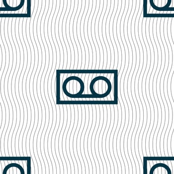 audio cassette icon sign. Seamless pattern with geometric texture. illustration