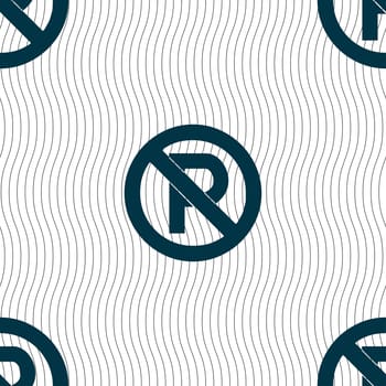 No parking icon sign. Seamless pattern with geometric texture. illustration