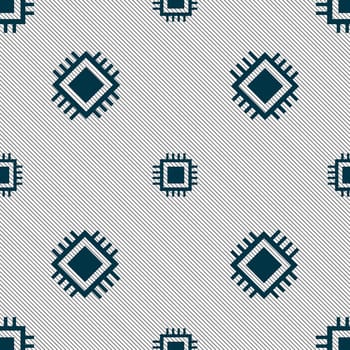 Central Processing Unit Icon. Technology scheme circle symbol. Seamless pattern with geometric texture. illustration