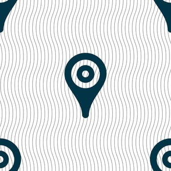 Map pointer, GPS location icon sign. Seamless pattern with geometric texture. illustration