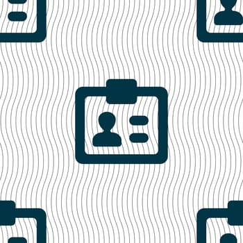 ID, Identity card icon sign. Seamless pattern with geometric texture. illustration