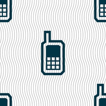 Mobile phone icon sign. Seamless pattern with geometric texture. illustration