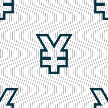 Yen JPY icon sign. Seamless pattern with geometric texture. illustration