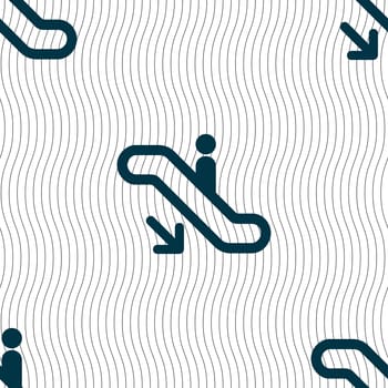 elevator, Escalator, Staircase icon sign. Seamless pattern with geometric texture. illustration