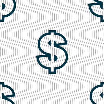 Dollar icon sign. Seamless pattern with geometric texture. illustration