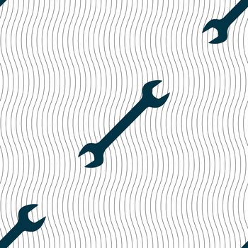 wrench icon sign. Seamless pattern with geometric texture. illustration