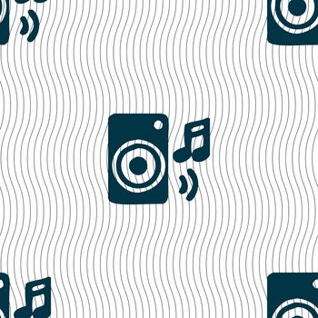 music column, disco, music, melody, speaker icon sign. Seamless pattern with geometric texture. illustration