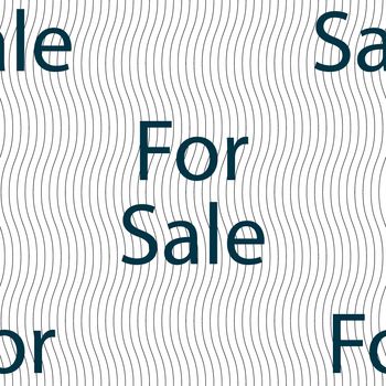 For sale sign icon. Real estate selling. Seamless pattern with geometric texture. illustration