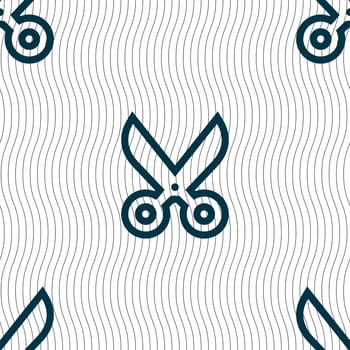 scissors icon sign. Seamless pattern with geometric texture. illustration