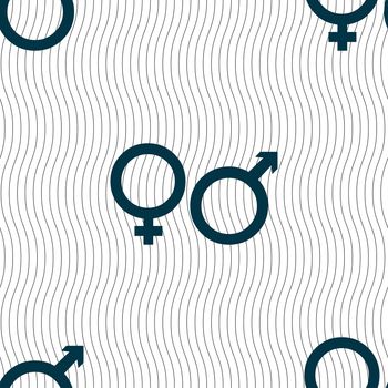 male and female icon sign. Seamless pattern with geometric texture. illustration