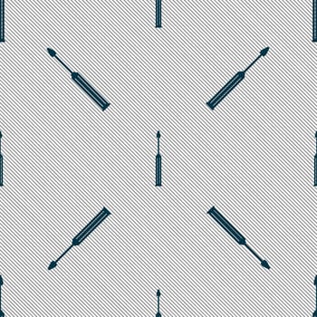 Screwdriver tool sign icon. Fix it symbol. Repair sig. Seamless pattern with geometric texture. illustration