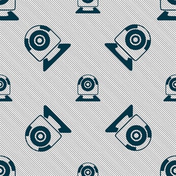 Webcam sign icon. Web video chat symbol. Camera chat. Seamless pattern with geometric texture. illustration