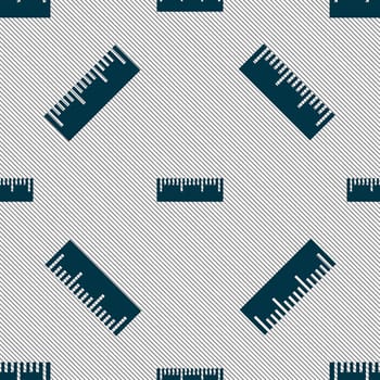 Ruler sign icon. School tool symbol. Seamless pattern with geometric texture. illustration
