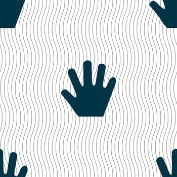 Hand icon sign. Seamless pattern with geometric texture. illustration