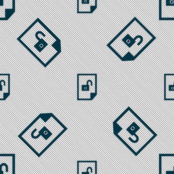 File unlocked icon sign. Seamless pattern with geometric texture. illustration