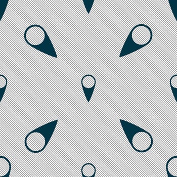 Map pointer icon. GPS location symbol. Seamless pattern with geometric texture. illustration