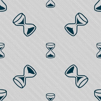 Hourglass sign icon. Sand timer symbol. Seamless pattern with geometric texture. illustration