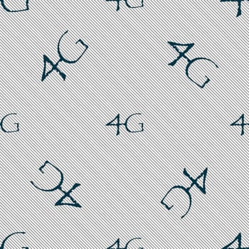 4G sign icon. Mobile telecommunications technology symbol. Seamless pattern with geometric texture. illustration