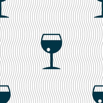 glass of wine icon sign. Seamless pattern with geometric texture. illustration