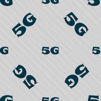 5G sign icon. Mobile telecommunications technology symbol. Seamless pattern with geometric texture. illustration