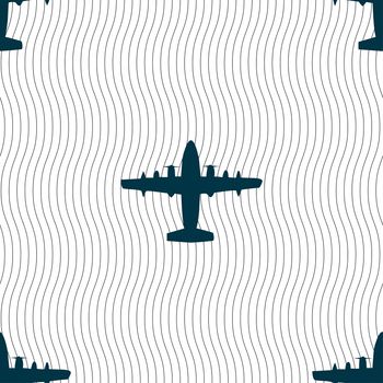 aircraft icon sign. Seamless pattern with geometric texture. illustration