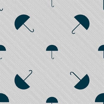 Umbrella sign icon. Rain protection symbol. Seamless pattern with geometric texture. illustration