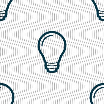 Light bulb icon sign. Seamless pattern with geometric texture. illustration