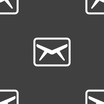 Mail, Envelope, Message icon sign. Seamless pattern on a gray background. illustration