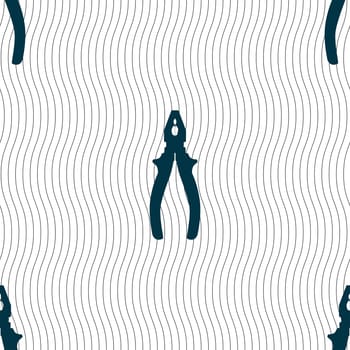 pliers icon sign. Seamless pattern with geometric texture. illustration