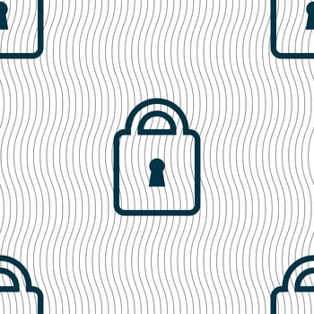 Lock icon sign. Seamless pattern with geometric texture. illustration