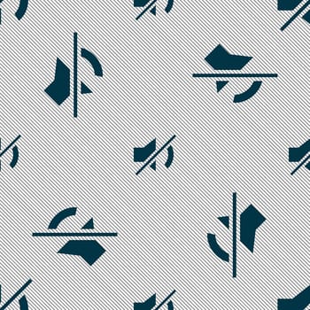 Mute speaker sign icon. Sound symbol.. Seamless pattern with geometric texture. illustration