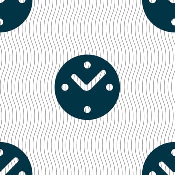 Mechanical Clock icon sign. Seamless pattern with geometric texture. illustration