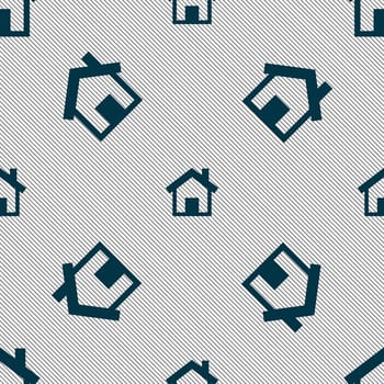 Home sign icon. Main page button. Navigation symbol. Seamless pattern with geometric texture. illustration