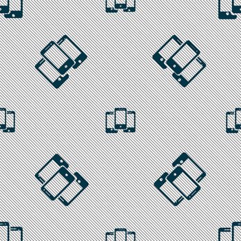 Smartphone sign icon. Support symbol. Call center. Seamless pattern with geometric texture. illustration