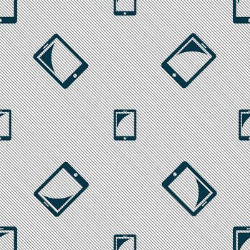 Tablet sign icon. smartphone button. Seamless pattern with geometric texture. illustration