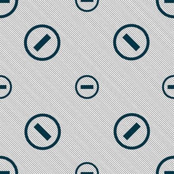 Minus sign icon. Negative symbol. Zoom out. Seamless pattern with geometric texture. illustration