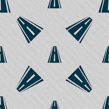 Road icon sign. Seamless pattern with geometric texture. illustration