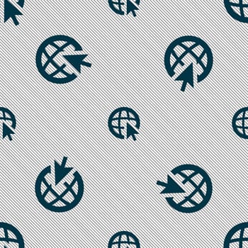 Internet sign icon. World wide web symbol. Cursor pointer. Seamless pattern with geometric texture. illustration