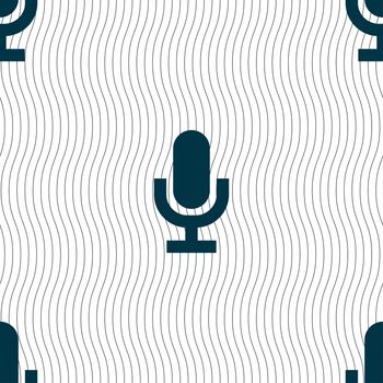 microphone icon sign. Seamless pattern with geometric texture. illustration