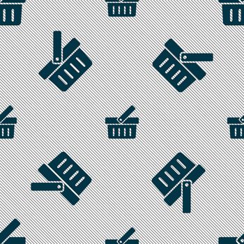 Shopping Cart sign icon. Online buying button. Seamless pattern with geometric texture. illustration