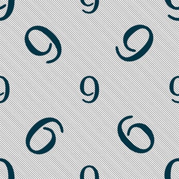 number Nine icon sign. Seamless pattern with geometric texture. illustration