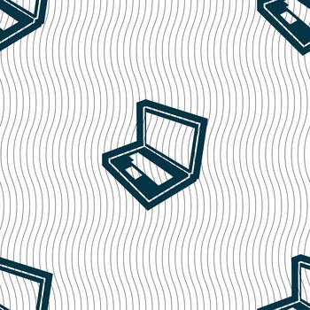 Laptop icon sign. Seamless pattern with geometric texture. illustration