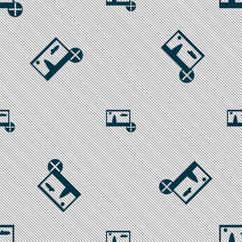 Plus, add File JPG sign icon. Download image file symbol. Seamless pattern with geometric texture. illustration