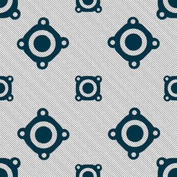 Speaker volume sign icon. Sound symbol. Seamless pattern with geometric texture. illustration