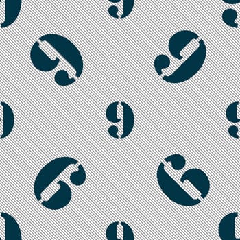 number Nine icon sign. Seamless pattern with geometric texture. illustration