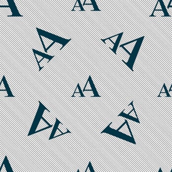 Enlarge font, AA icon sign. Seamless pattern with geometric texture. illustration