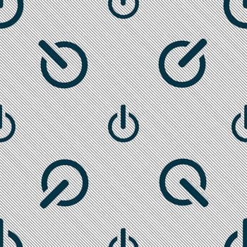 Power sign icon. Switch on symbol. Seamless pattern with geometric texture. illustration