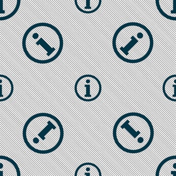 Information sign icon. Info speech bubble symbol. Seamless pattern with geometric texture. illustration